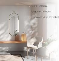 VIDI Aszimmetrikus Ovális Fali Tükör 80x35 cm - Arany Alumínium Kerettel, Modern Dekoratív Üvegtükör Nappaliba, Vízlepergető 5
