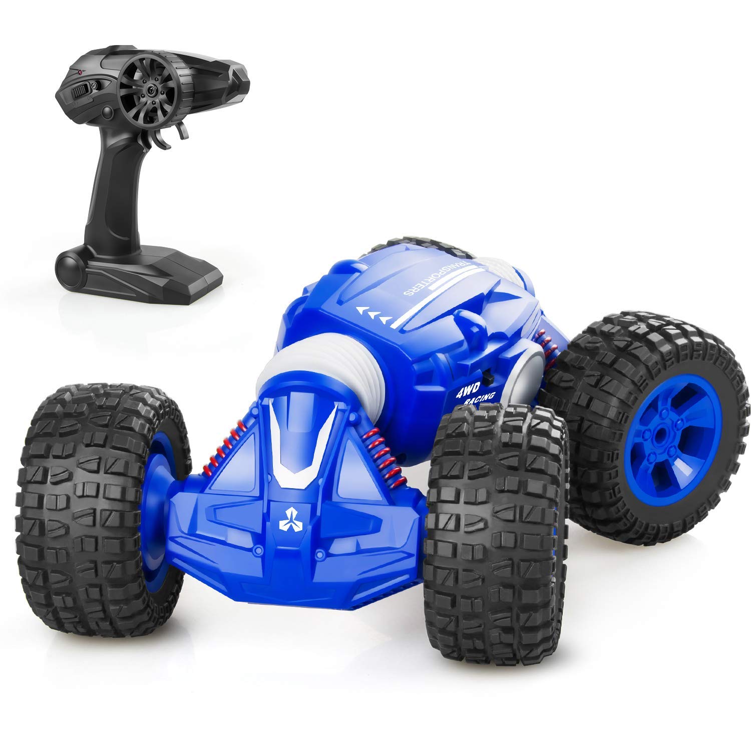 Remote Control Car, Rc Cars with 2.4Ghz, 4WD Off Road Monster Truck for Boys & Girls, 1/16 Scale Fast Speed Deformation Stunt Car with 2 Rechargeable Batteries