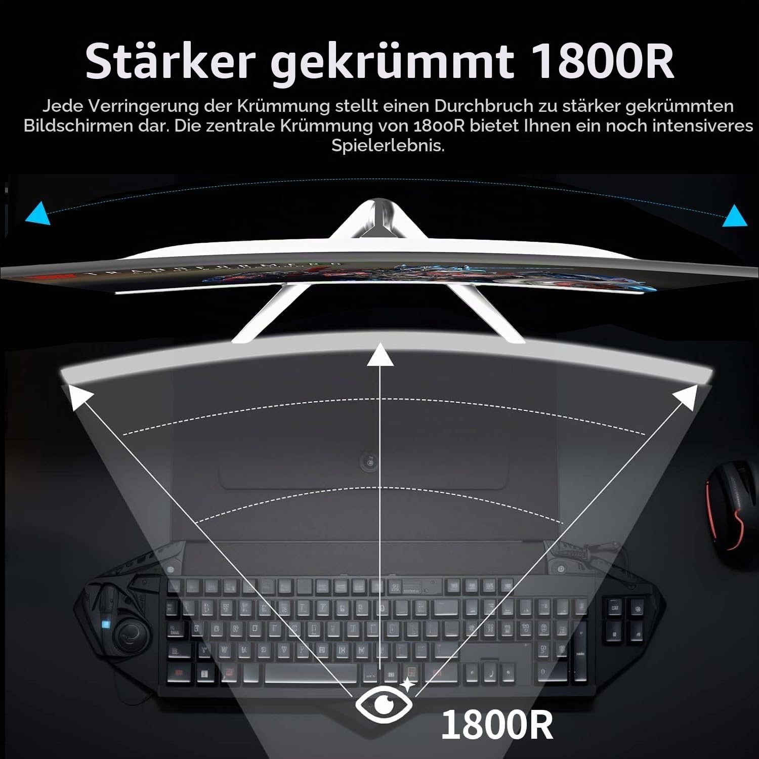 CRUA 27'' Curved Gaming-Monitor, FHD 1080p