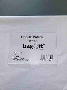 25 Sheets White Tissue Paper Acid Free - Large 500 x 750 mm (20 x 30 inch) Wrapping Tissue Paper Sheets for Gifts, Packing & Clothes Storage