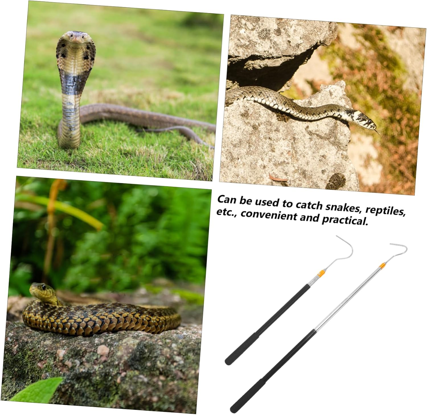 ORFOFE Telescopic Snake Catcher Tool Adjustable Stainless Steel Snake Hook for Safe and Efficient Handling Essential for Snake Catching and Reptile Control