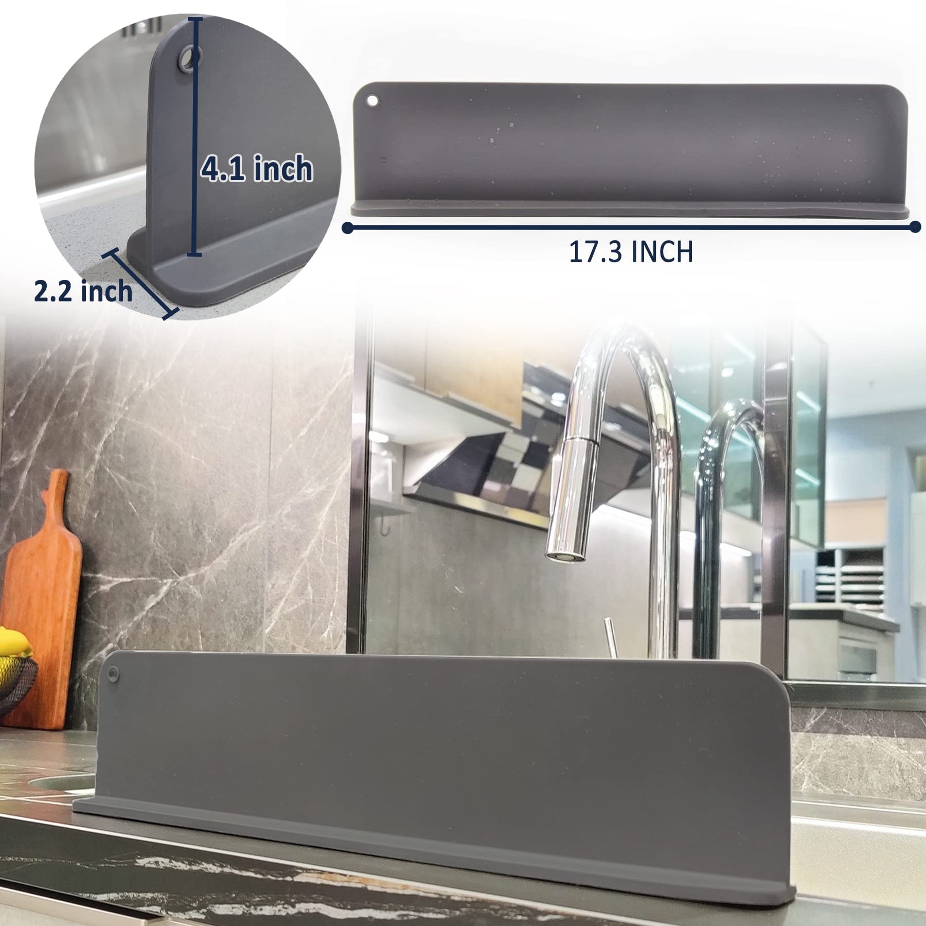 Accesorio Fregadero Anti-salpicaduras Protector Salpicaduras Silicona Para Fregadero - Barrera Agua Gris Para Cocina Y Baño Silicona Protector Cocina