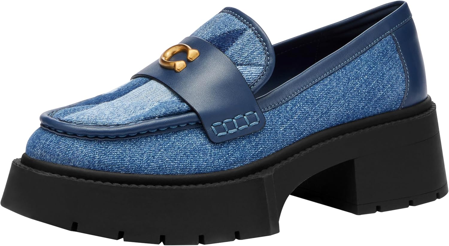 コーチ レディース Leah プラットフォームローファー、チャコール/ブラック、7.5