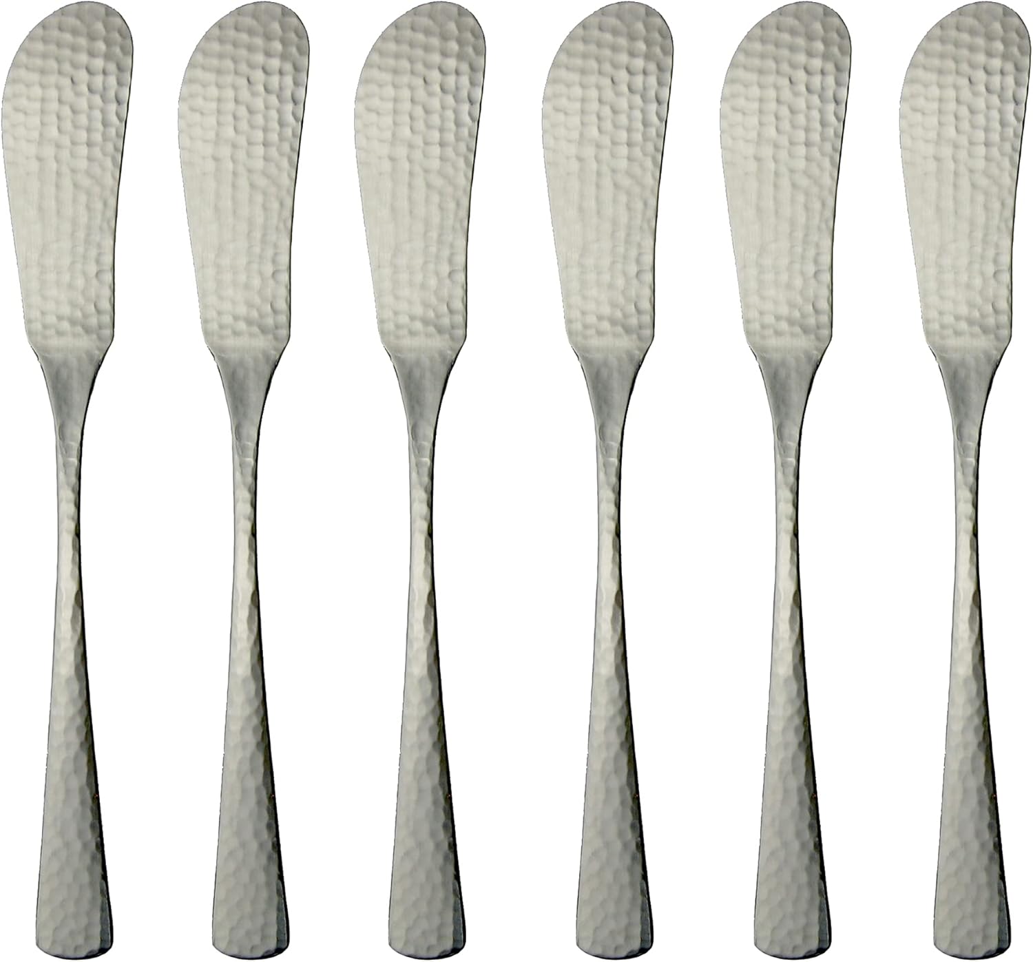 Nagao Japanese and Western Electic Butter Knife, 5.7 inches (14.4 cm), 5 Pieces + 1 Bottle, 18-8 Stainless Steel, Hammered, Made in Japan