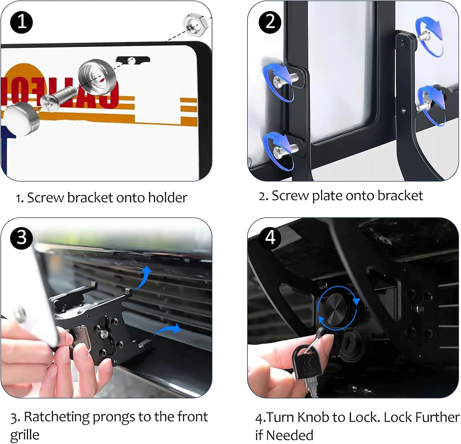 No Drill Front License Plate Holder for Tesla Model Y 2020-2024 Model 3 2017-2023 Front License Plate Mount Bracket, No Adhesives, Original and Lockable License Frame Tesla Accessories