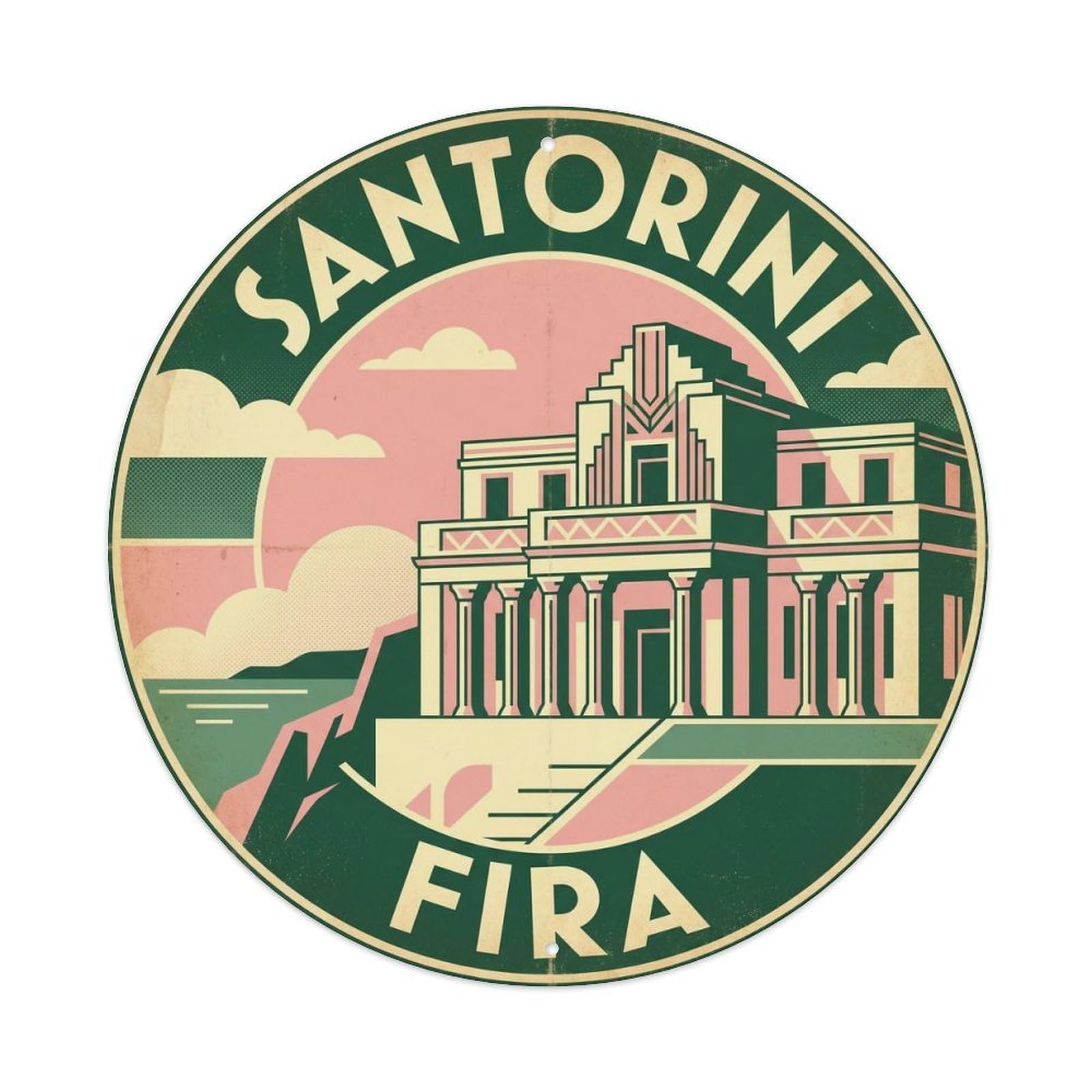 Neoclassical Mansion Fira Santorini Greece Caldera Metal Tin Sign