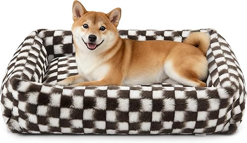 Miniatura 30 de JOEJOY Linda cama para perros de tamaño mediano, camas rectangulares suaves y peludas para perros grandes y medianos, cama ortopédica lavable para