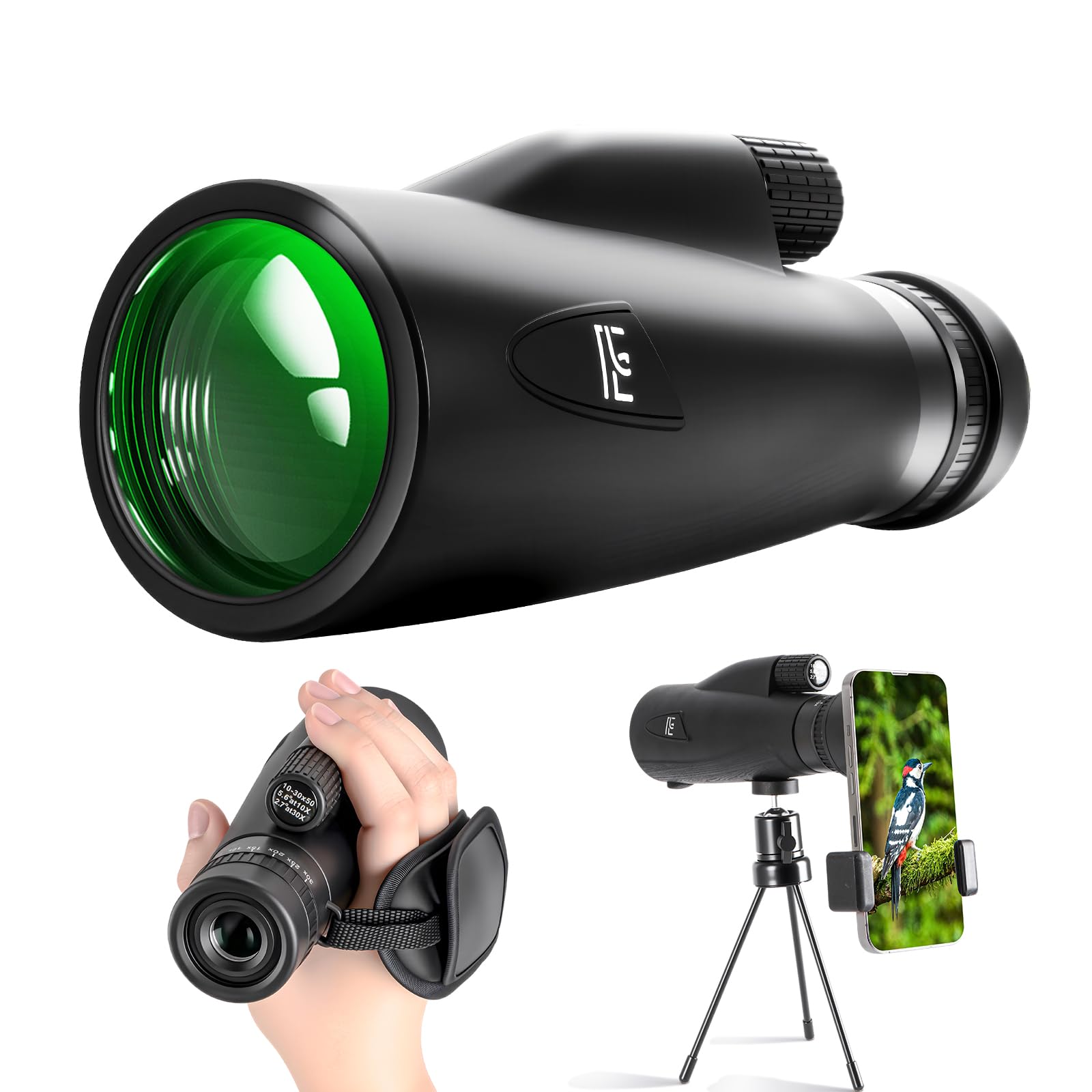 Telescopio monocular de 8 a 30 x 50 con soporte para smartphone, mano y trípode, alcance FMC y BAK4 de alta potencia, regalos de c