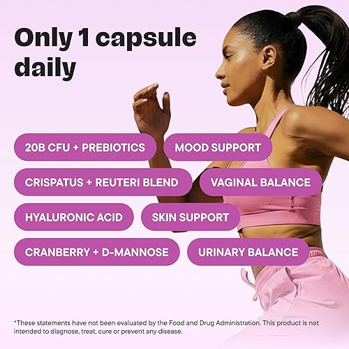 Miniatura 6 de Probiótico 5 en 1 para mujer con 20B UFC, D-manosa, arándano, ácido hialurónico y L-teanina - Vaginal, intestinal, urinario, estado de ánimo y piel
