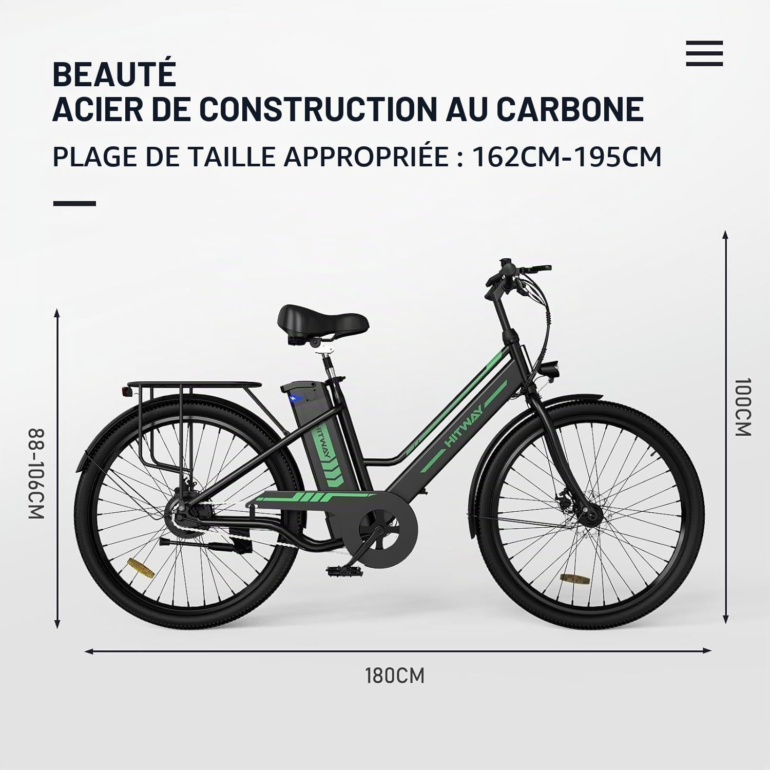 HITWAY Vélo Électrique 26 Pouces Vélo Électrique Femme et Homme,Moteur 250W,Batterie 36V/8,4Ah,Max 25km/h,Pédalage Assisté,Autonomie 35-70km,Adulte Unisexe