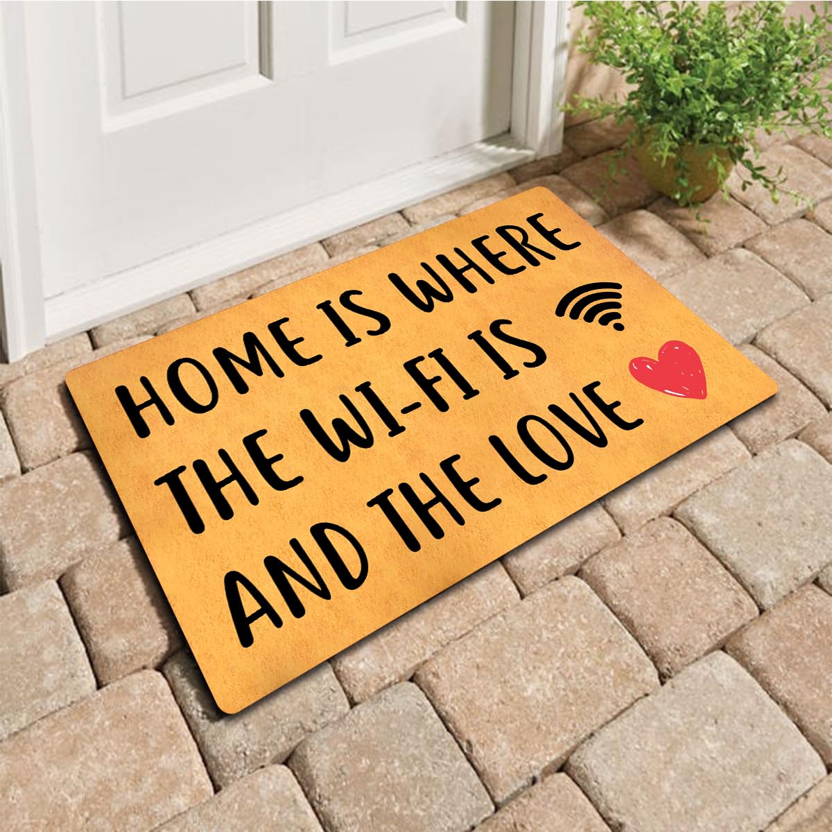 Divertido felpudo de bienvenida para entrada interior, 45,7 cm de ancho x 76,2 cm de largo, tapete de bienvenida para puerta delantera, tapete de regalo de bienvenida (Home is Where is the Wi-Fi is