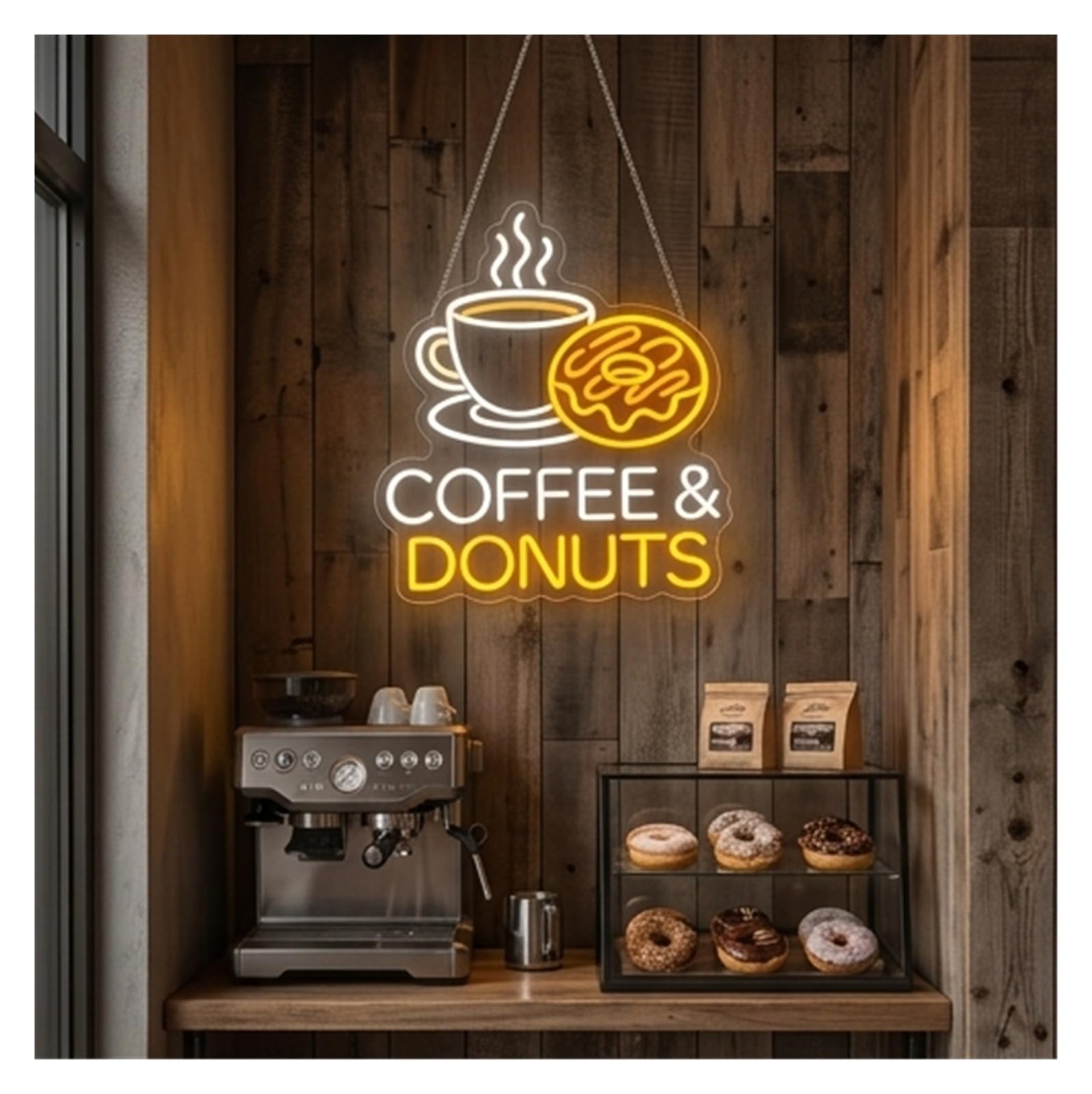 Decoración Lámparas Café Y Donut Letreros De Neón