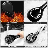 Vista 4 de Patelai Soporte de Cuchara Cerámico Soporte de Cuchara para Estufa para Cocina Accesorios de Barra de Café Regalo de Navidad (Negro, Estilo Clásico)