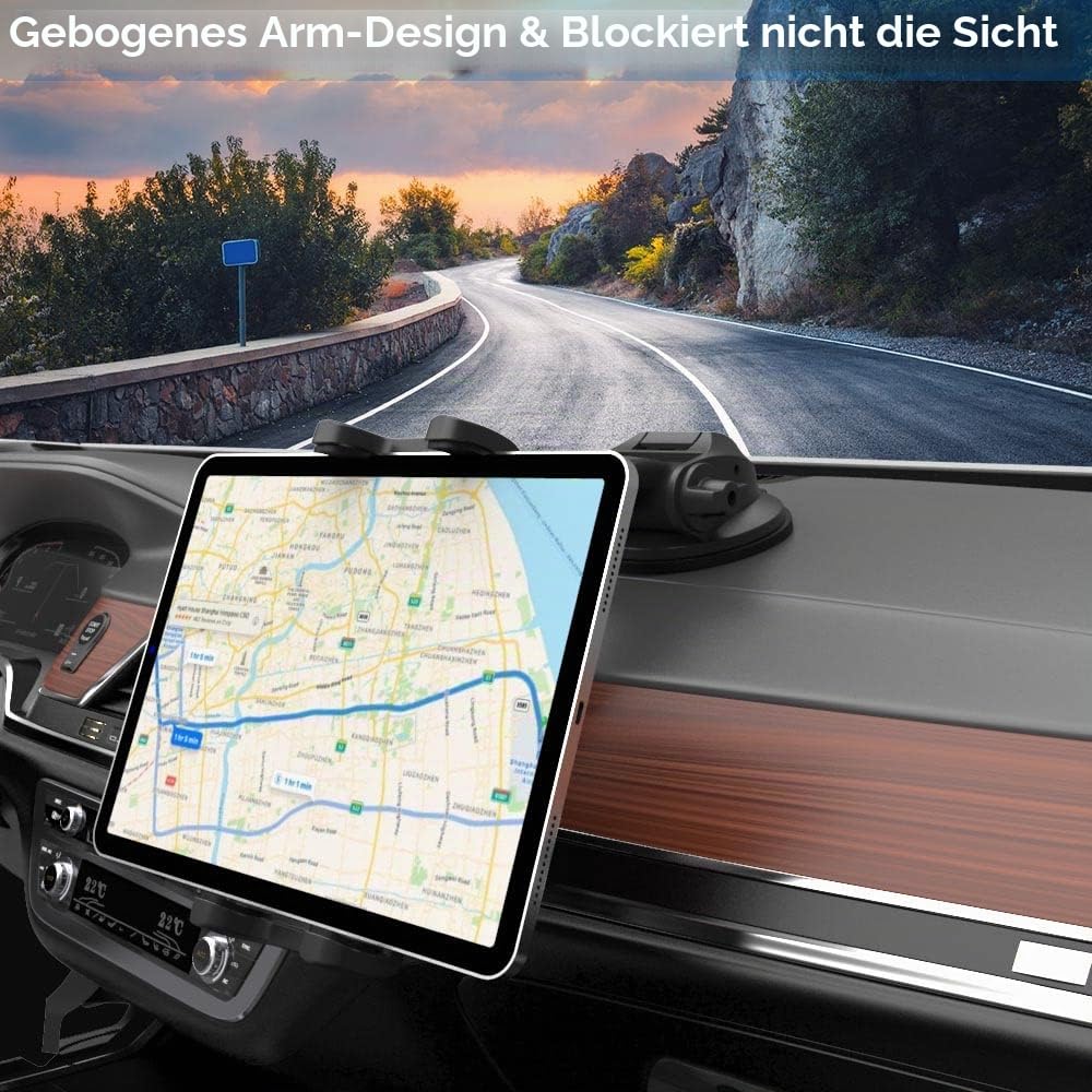Tablet Halterung Auto Armaturenbrett Halter for 4-13'' iPad Handy, Truck KFZ Pkw Windschutzscheibe Halter mit Saugnapf für iPadPro 12.9iPad Air Mini, Samsung Tab, Kindle Fire HD,iPhone, Black