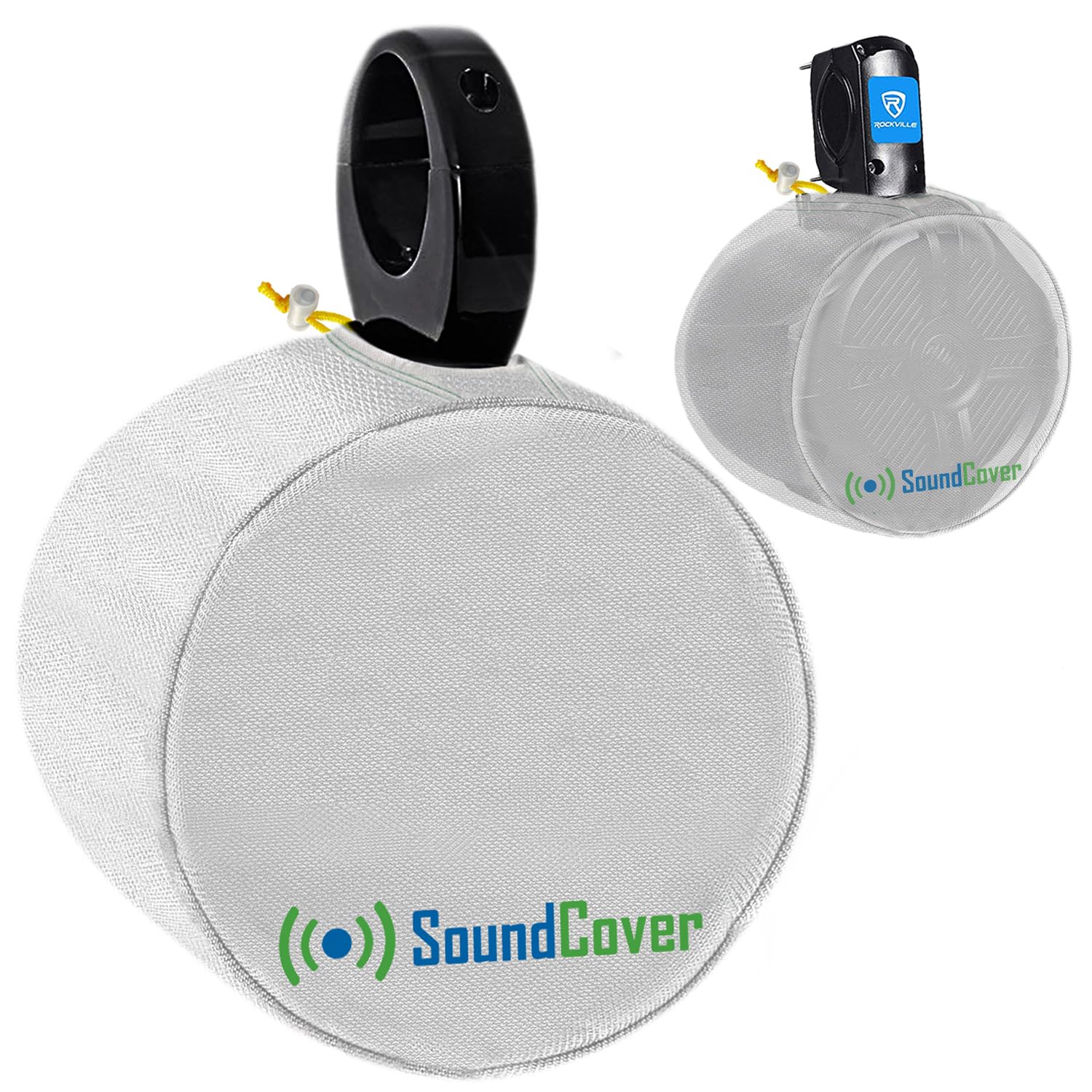 SoundCover White 600D Marine Wake Tower Speaker Covers – Medium (H 9.8" × W 9.8" × D 12") – Weather-Resistant Covers for Marine & ATV Speakers
