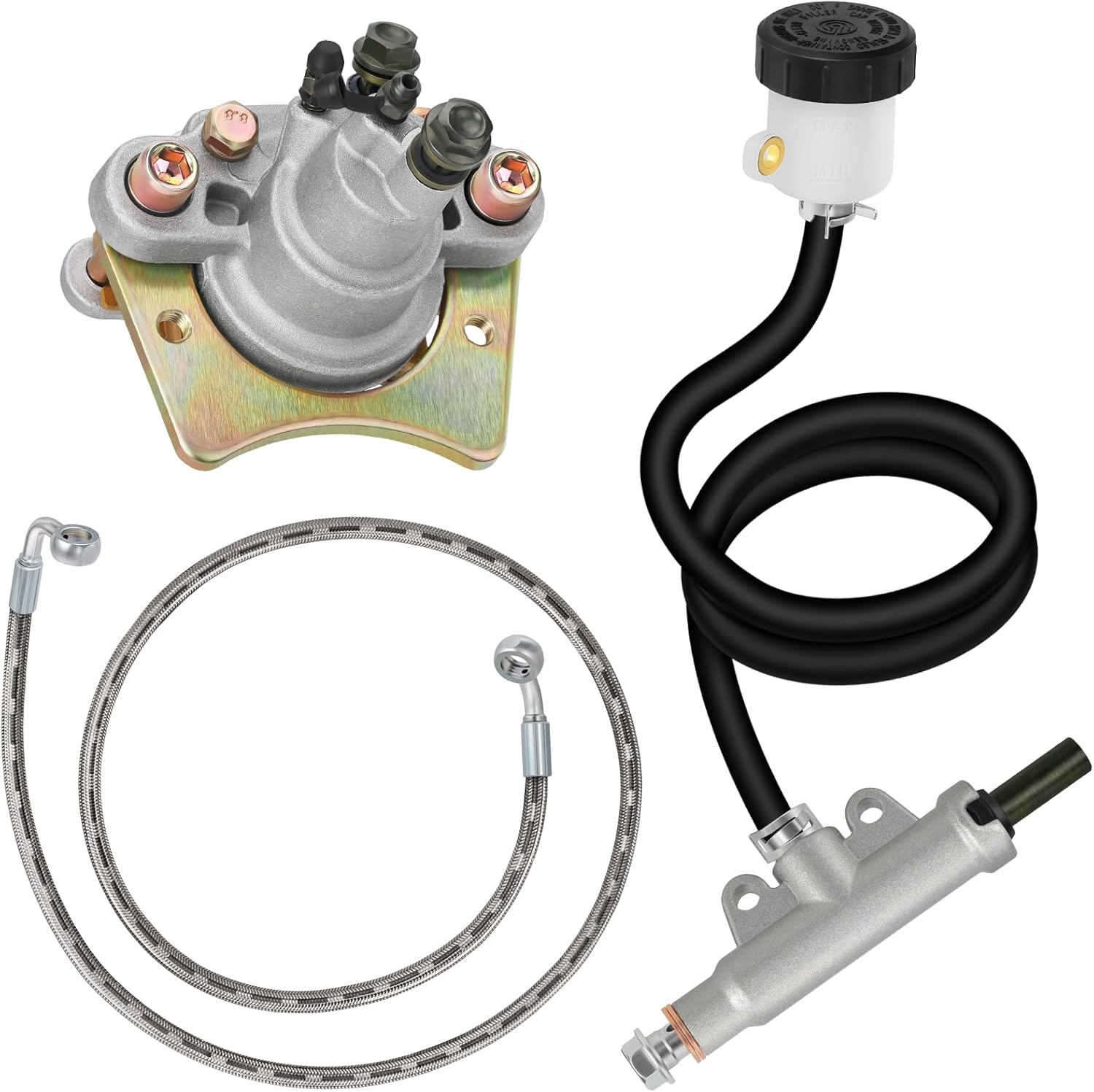 M MATI Rear Brake Caliper & Master Cylinder & Hose Line for Polaris Scrambler 500 Trail Blazer 330 Trail Boss 330 2010-2013 1910806 1911274 1911596