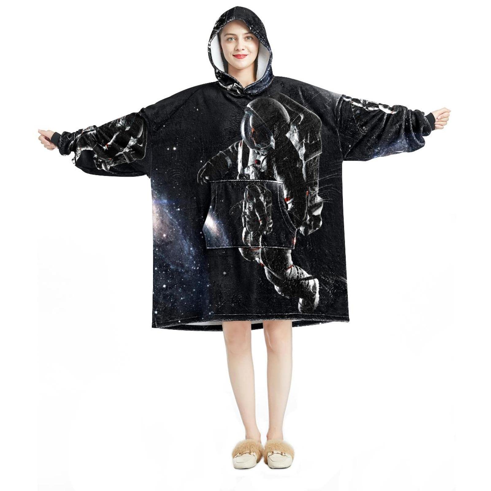 Sweat plaid géant espace pour vos soirées cocooning en flanelle douce