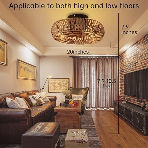 Miniatura 2 de Ventiladores de techo enjaulados de 20 pulgadas con luces y control remoto, ventilador de techo Boho de montaje empotrado con luz, candelabro de