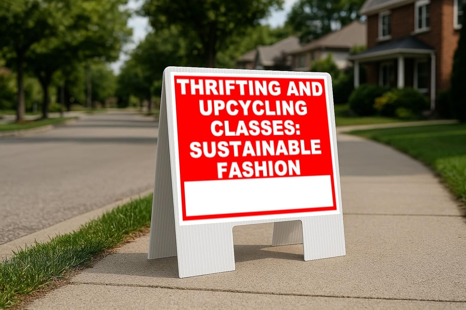 Thrifting And Upcycling Classes Sustainable Fashion Write On Me Red Folding Coroplast A-Frame with Double-Sided 23in x23in