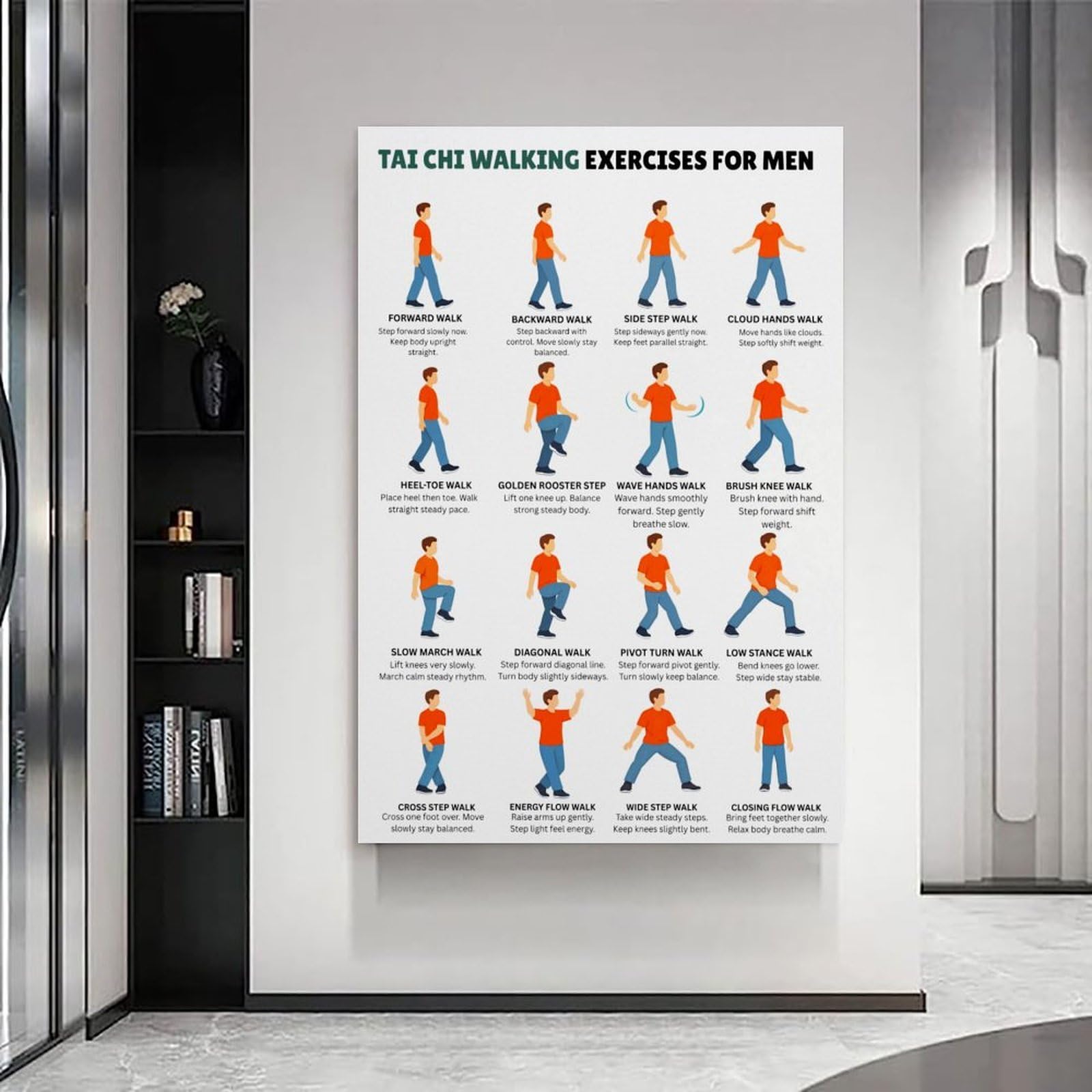 generisch Tai Chi Walking ExercisesModernas Impresiones en Lienzo, Cuadros Decorativos Para Habitación de Niños o Niñas, Murales Para Sala De Estar Y Pinturas Con Motivos Festivos 30.5 x 45.5