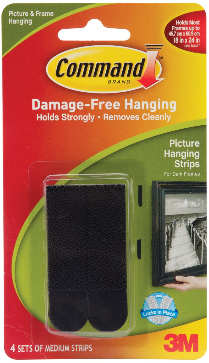 3M Bulk Buy Command Medium Picture Hanging Strips Black 4 Sets Pack (3-Pack)