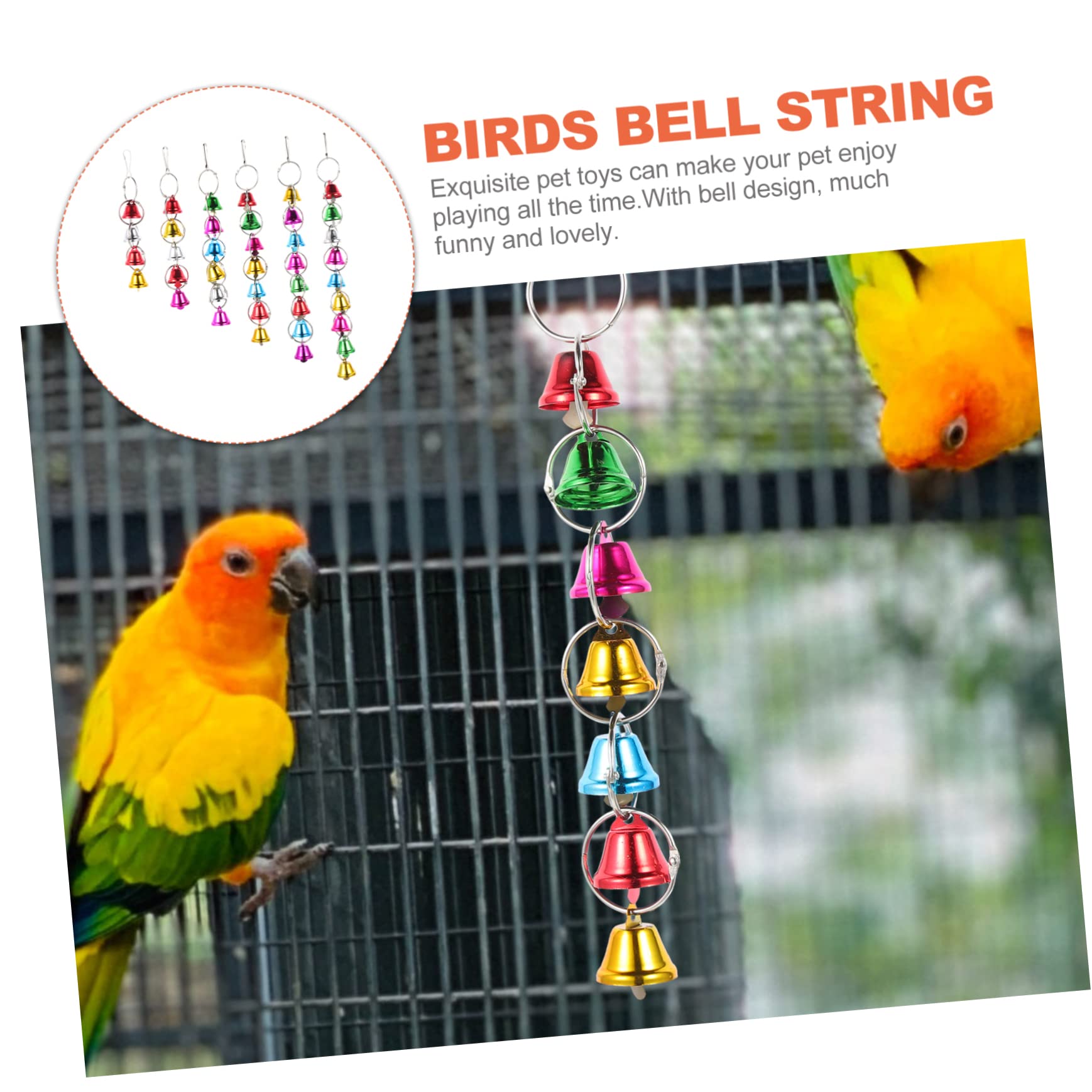 POPETPOP 12piezas Juguete para Aves De Campanillas Accesorios para Jaula De Periquitos y Cacatúas Juguete De Masticar y Diversión para Aves Material Resistente y Seguro