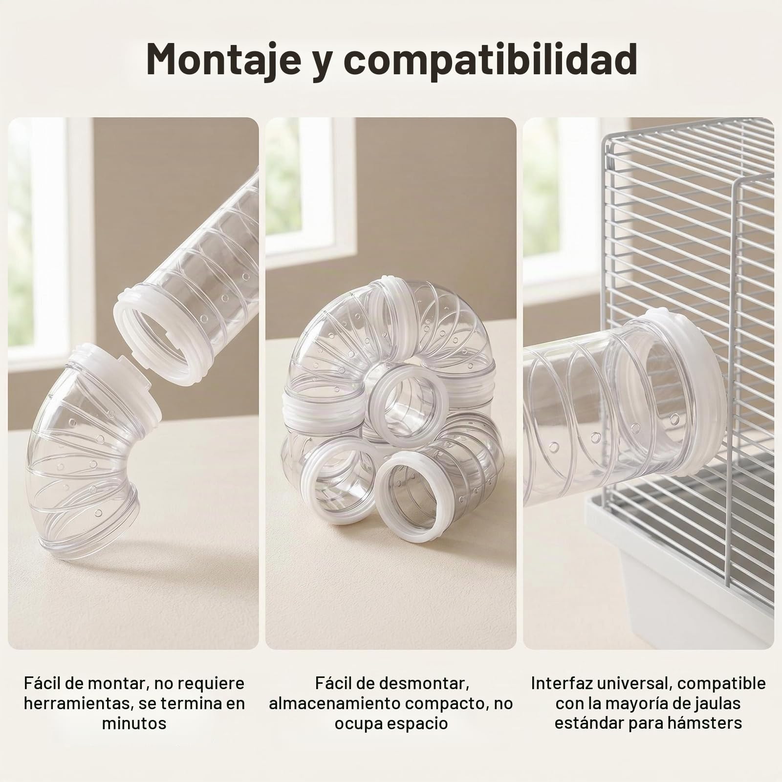 Tubos de Túnel de Juego para Hámster, Pista Transparente Surtida y Accesorios para Expandir el Espacio
