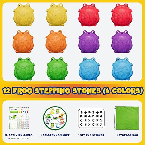 Miniatura 8 de Stepping Stones para niños, 12 piedras antideslizantes de equilibrio para niños de 1 a 3 años, juguetes sensoriales de carreras de obstáculos, juego
