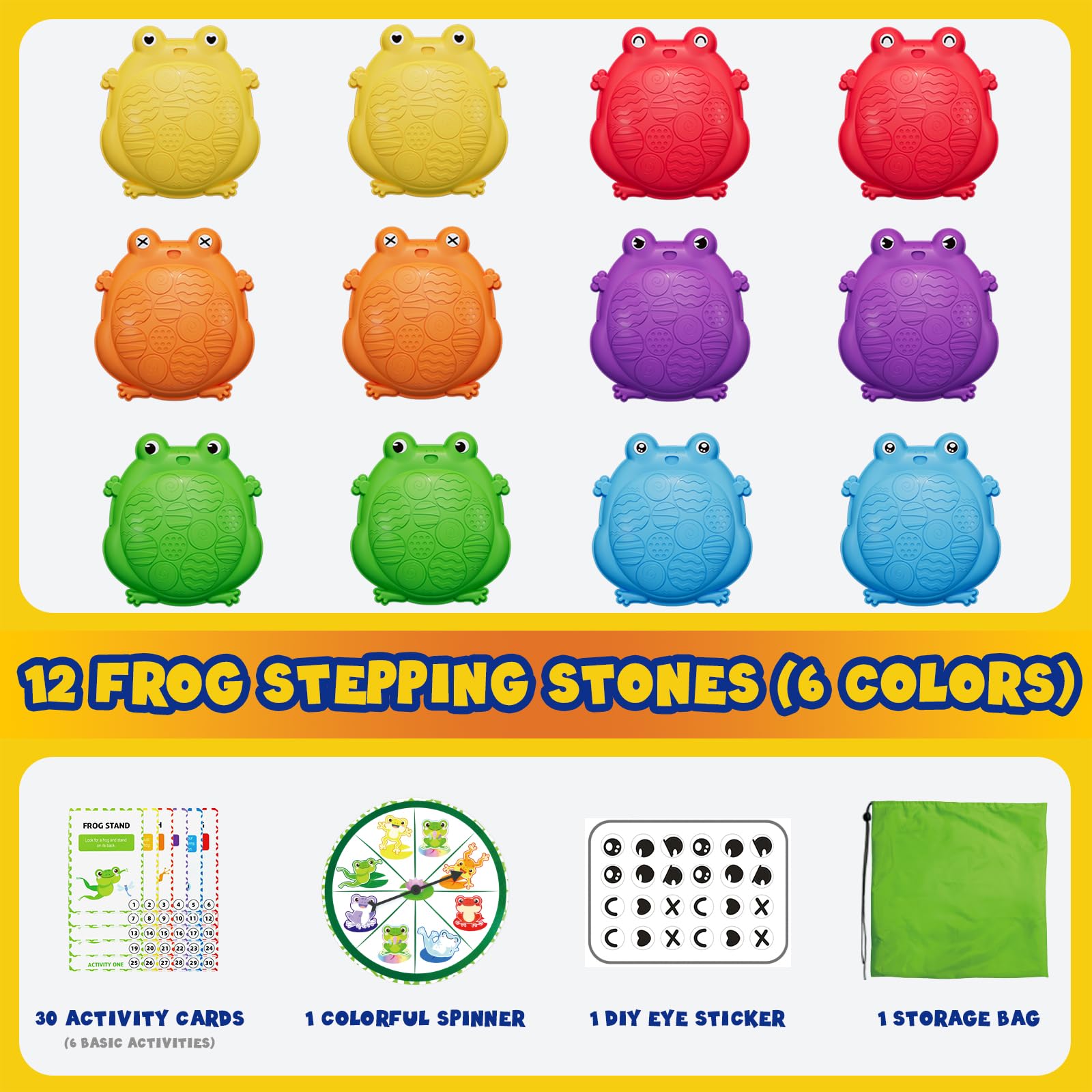 HYES Stepping Stones for Kids, 12PCS Non-Slip Balance Steps Stones for Toddler 1-3, Obstacle Courses Sensory Toys, Coordination Game Gift for Boys Girls Indoor Outdoor Play Ages 3-5