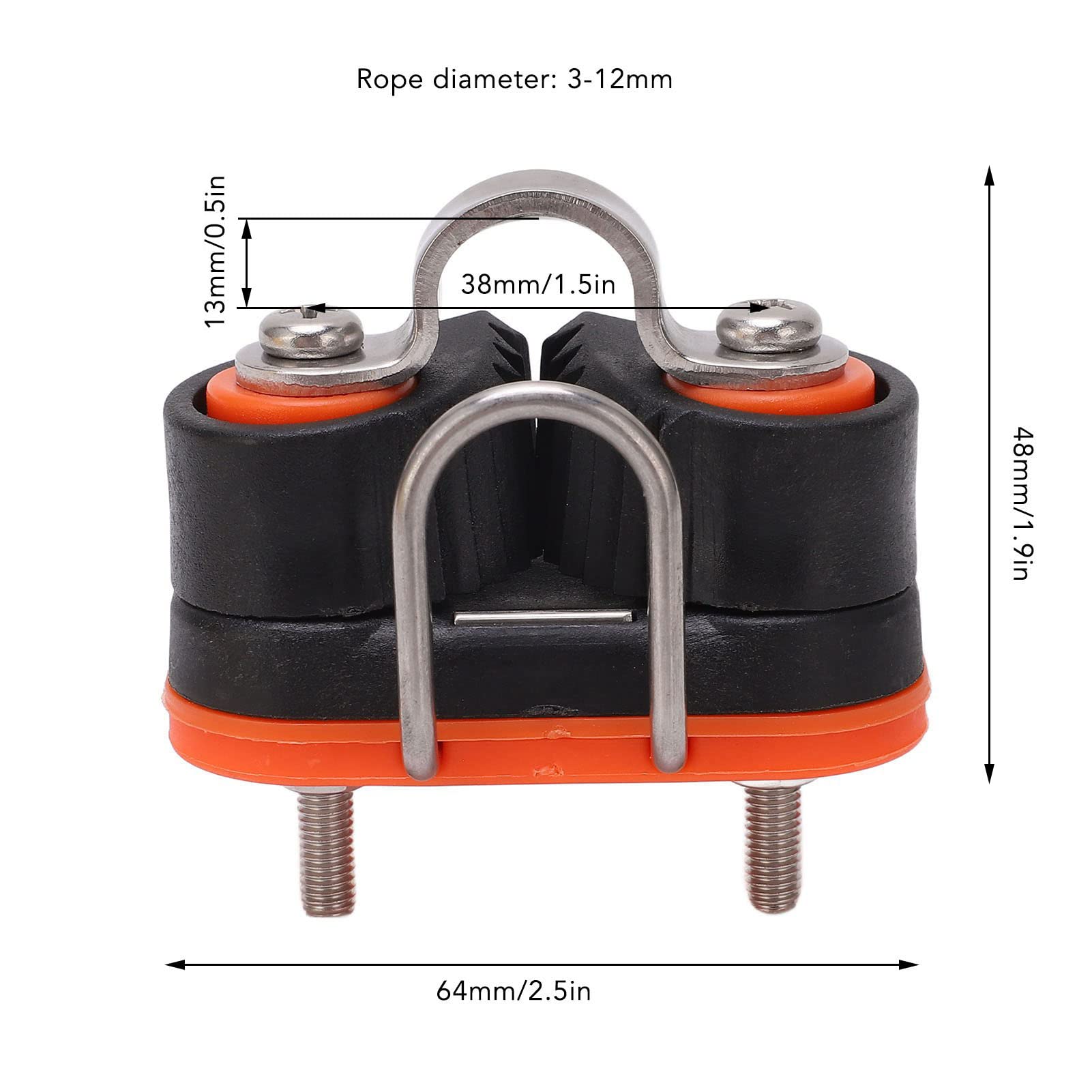 Zooke Taquet Coinceur pour Voiliers, Conception Robuste Taquet Coinceur à Entrée Rapide avec Anneau de Guidage pour Cordage de 3‑12 Mm