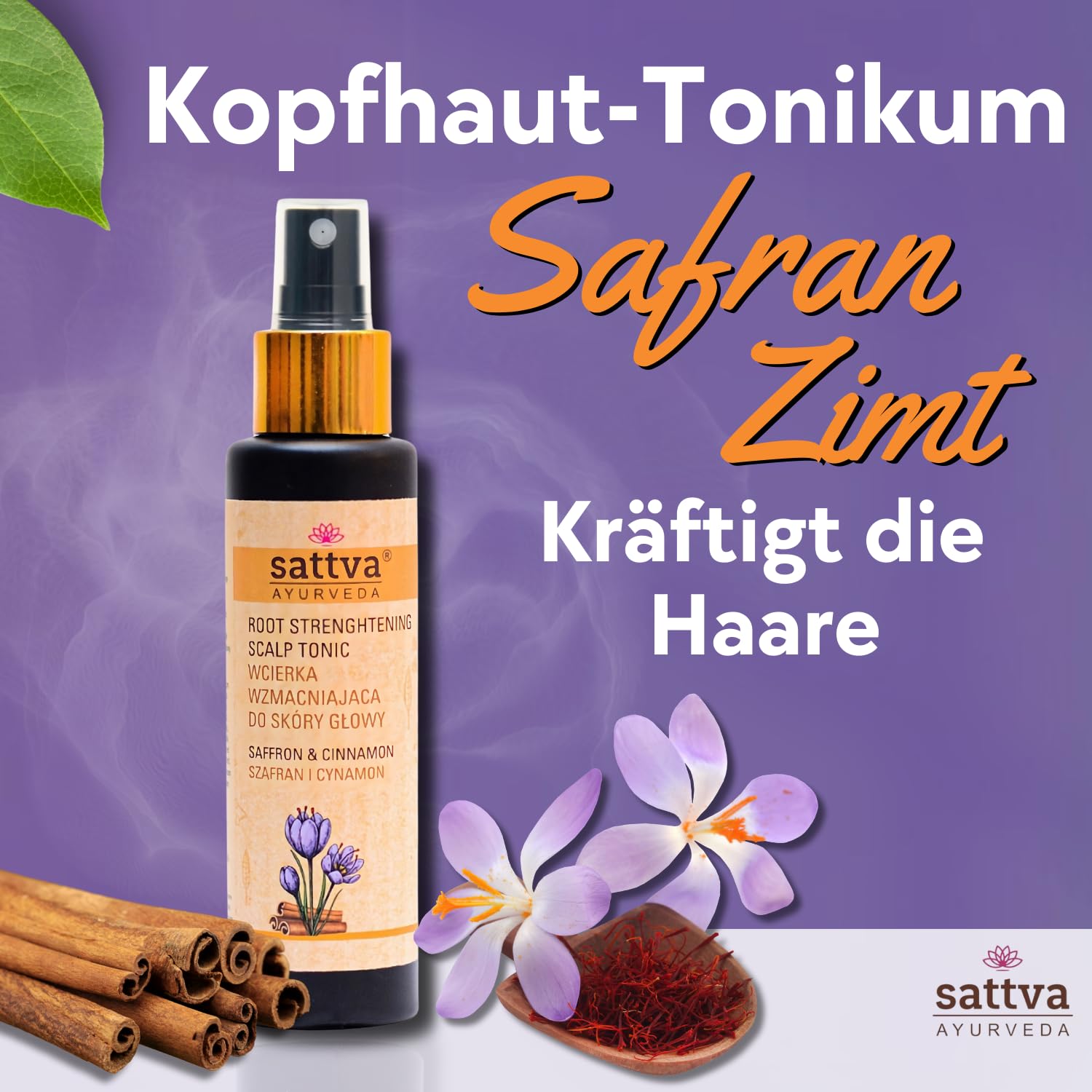 Sattva AYURVEDA Rub in Strengthening scalp lotion Saffron Cinnamon 100ml wcierka, 100 ml (Pack of 1) - Image 2