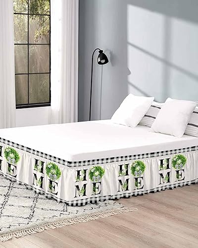 Miniatura 5 de Flower Leave Home - Falda de cama de tamaño King de 16 pulgadas de caída, ajustable y elástica, plisada, con volantes de polvo de lujo para cama