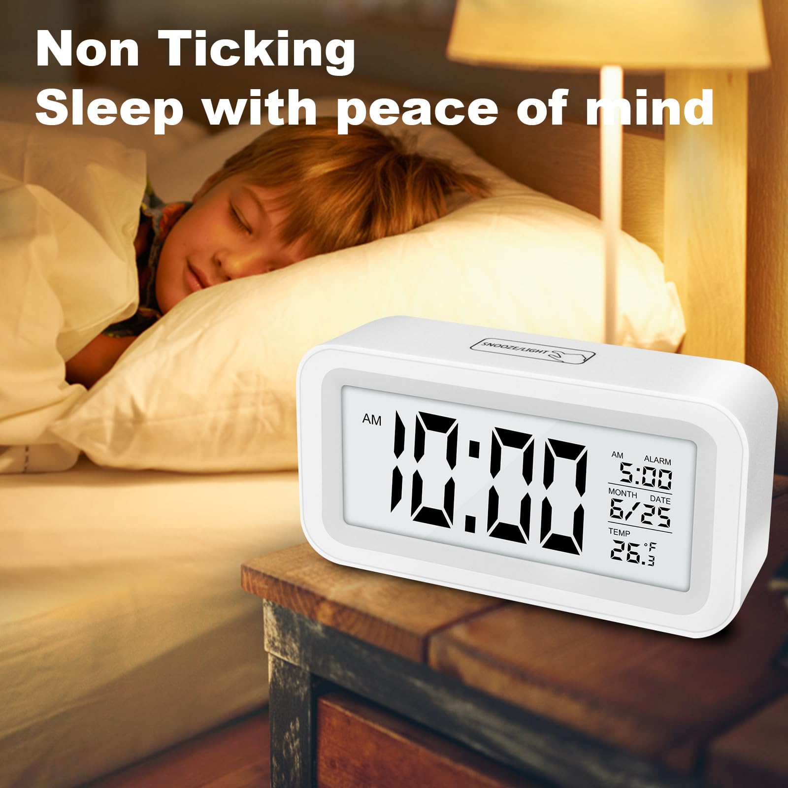 Sveglia Digitale LED Con Temperatura E Data - Funzione Snooze, Display Grande, Batteria AAA - Foto 8