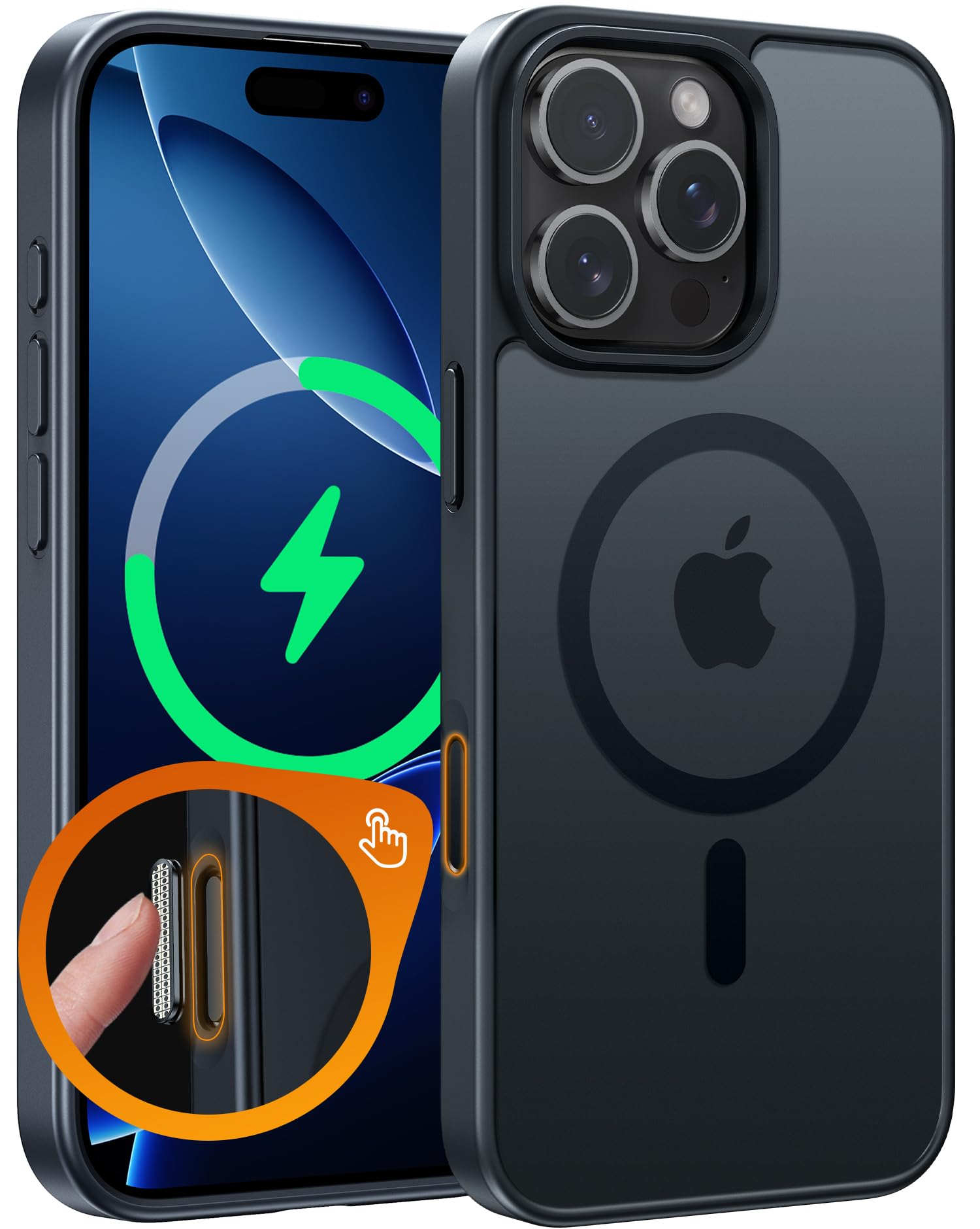 FNTCASE for iPhone 16 Pro Case: Magnetic Matte Translucent Military Grade Drop Protective Phone Case | Shockproof Thin Rugged Durable Protection