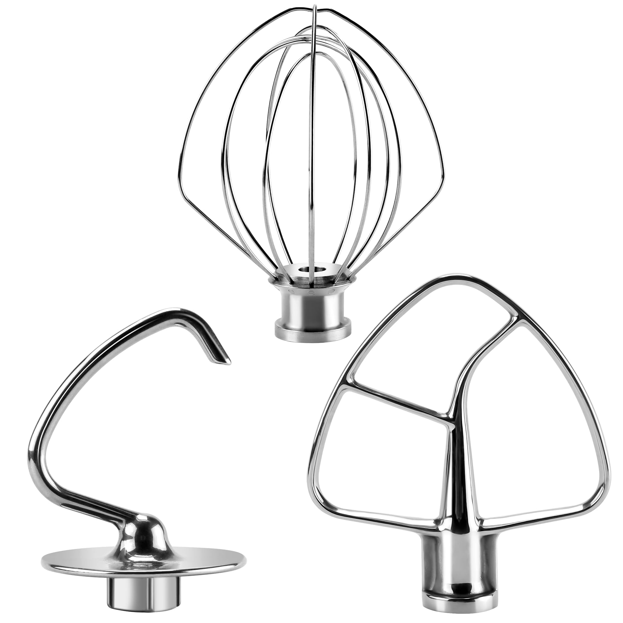 Kitchen Mixers Aid Attachments Including K45DH Coated C-Dough Hook&K45B Coated Flat Beater&K45WW Wire Whip 3 Set Compatible for 4.5 QT Tilt-Head Stand Mixer By MIFLUS