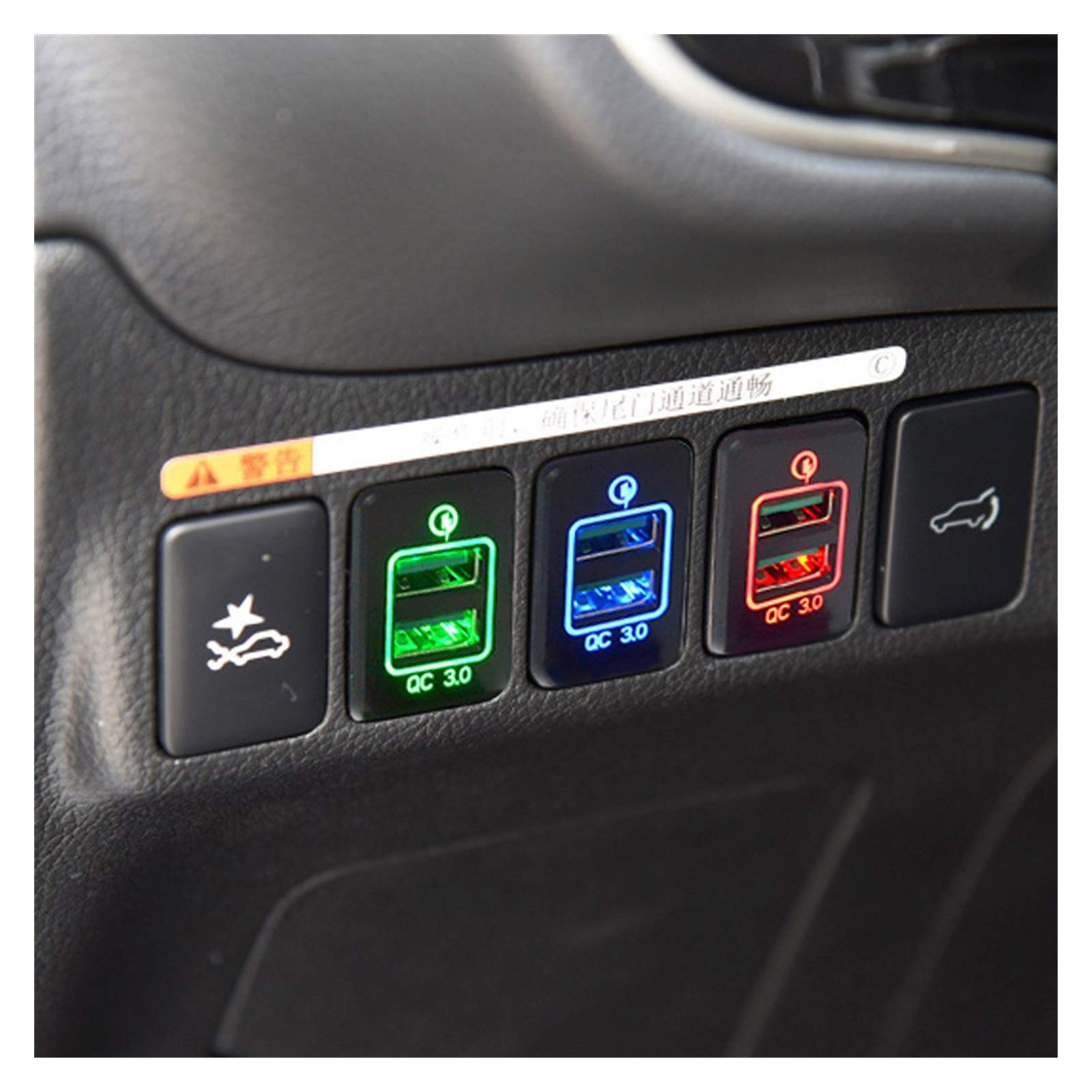 Szybka ładowarka samochodowa 3 podwójne porty USB gniazdo ładowania przełącznik do Mitsubishi Outlander 3 Xpander 2017 2018 Eclipse Cross Mirage PHEV (kolor: zielony 1)