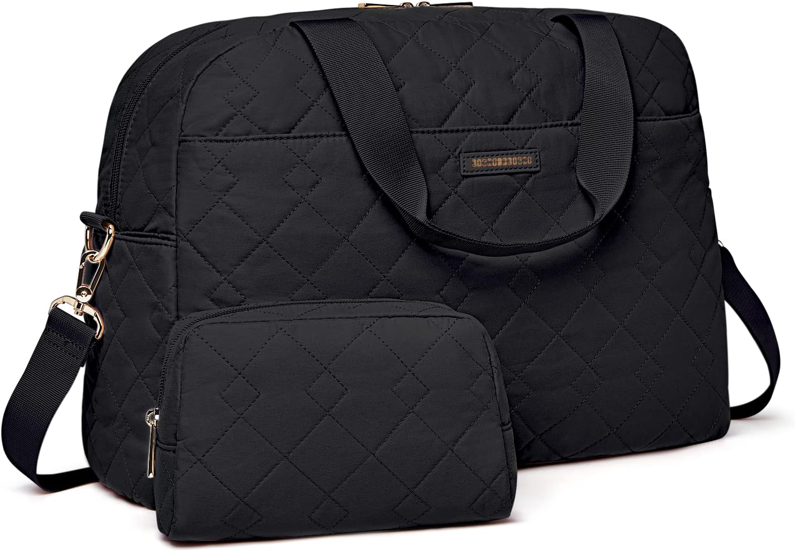LIGHT FLIGHT Women's Quilted Travel Duffel Bag - Lightweight Weekender Overnight Tote with Toiletry Bag, Large Carry-On Luggage