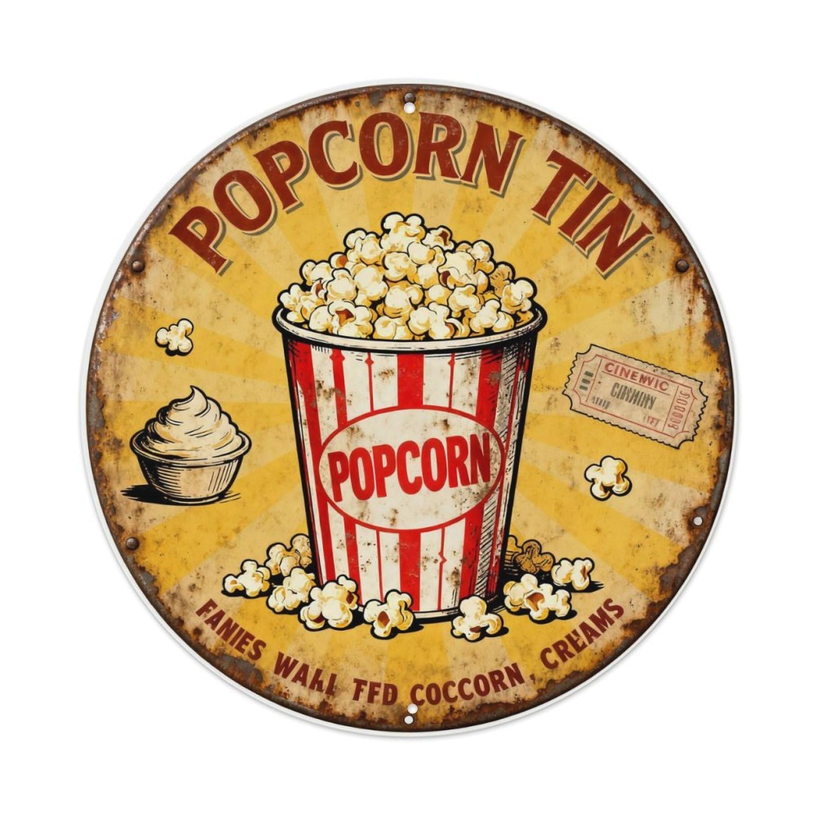 POPCORN TIN Metal Tin Sign Plaque