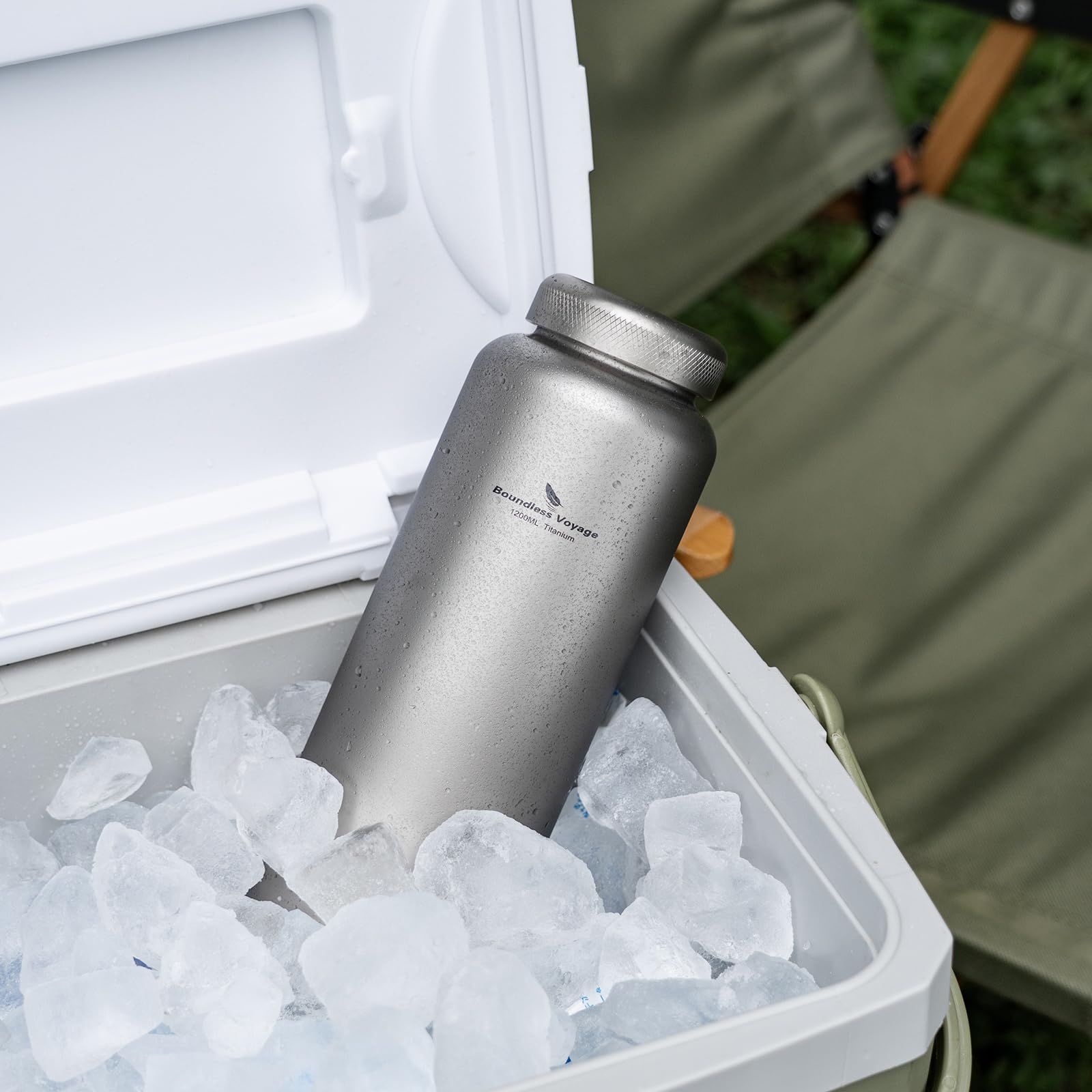 Titan Wasserflasche 1.2L breite Mundflasche große Kapazität Hydration Krügel tragbare Wasserkantine für Camping Wandern Radfahren Reisen Outdoor-Sport (TI LID-Ti3019D)