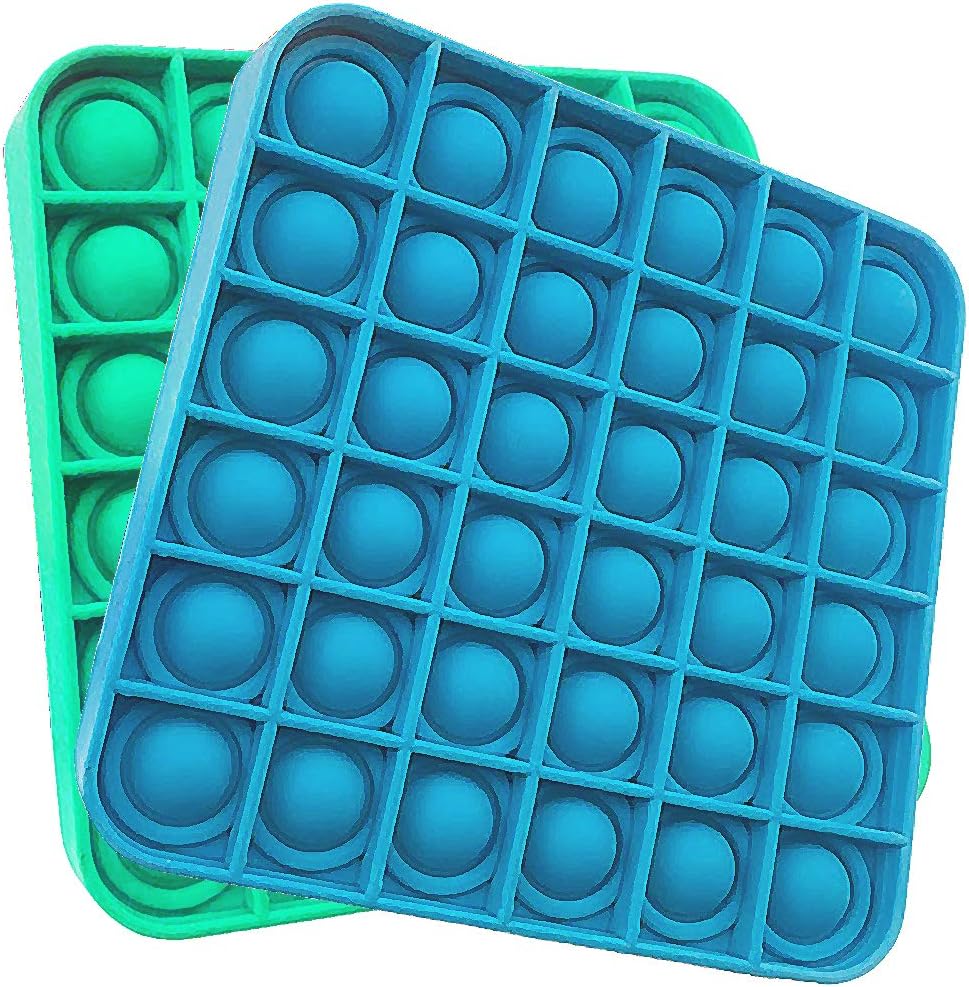 Pop It Fidget Toy 2 Pack Push Pop Bubble Sensory Toys For Stress Relief Pecial Needs Adult And Child Games Square Blue And Green Toys Games Amazon Com