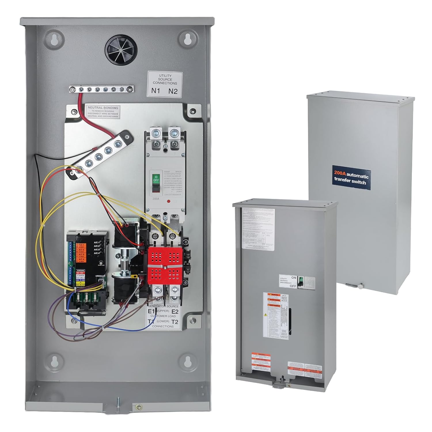 Universal 200A Automatic Transfer Switch with Power Management,Replacement for Generac RXSW200A3. Features a Rugged NEMA 3R Aluminum Enclosure for Outdoor use.