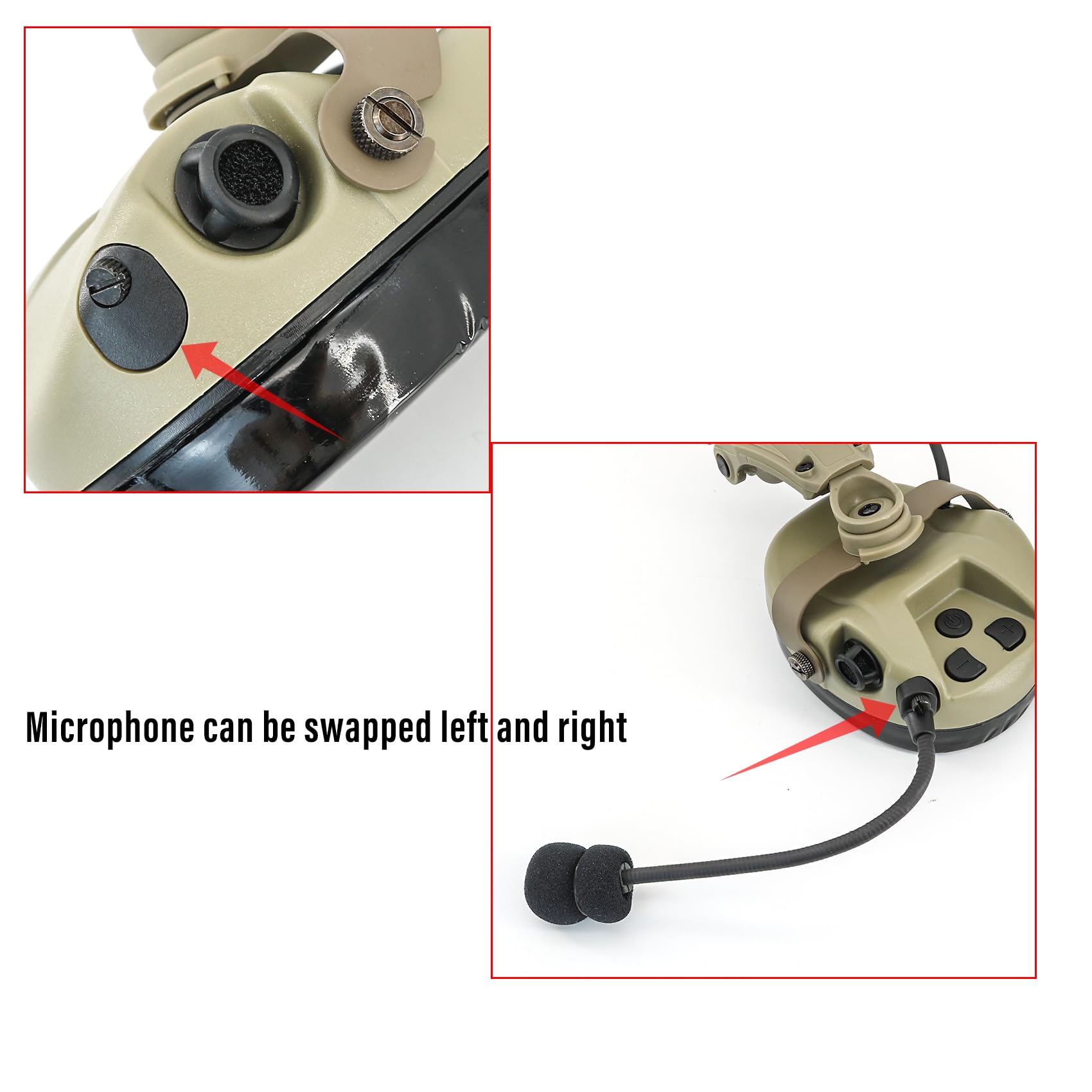 MH303 Casque tactique pour casque de tir, protection auditive avec ligne d'extension Bluetooth et micro, pour la chasse, l'airsoft