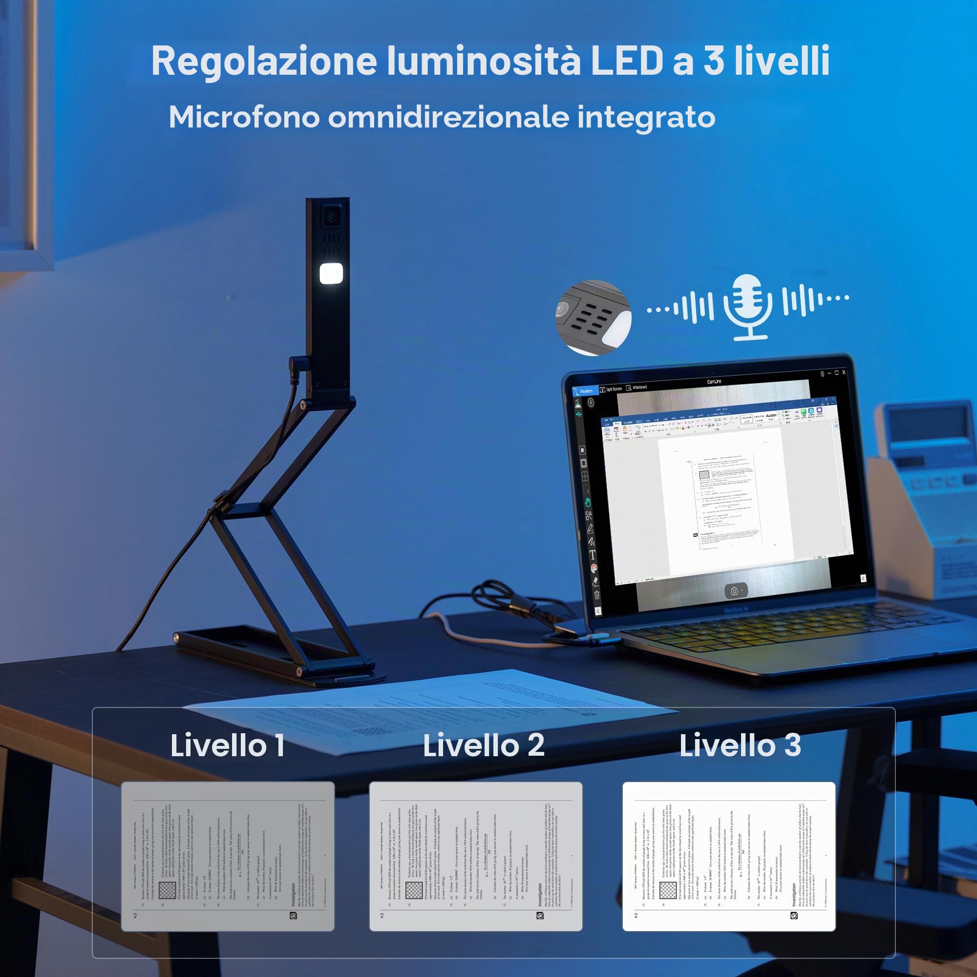Visualizzatore di Documenti A3 Portatile: 16MP HD 4K Telecamera per Libro con OCR Webcam USB Pieghevole compatibile Windows/macOS per Didattica/Ufficio/Riunioni/Scuola/Lavoro da Remoto