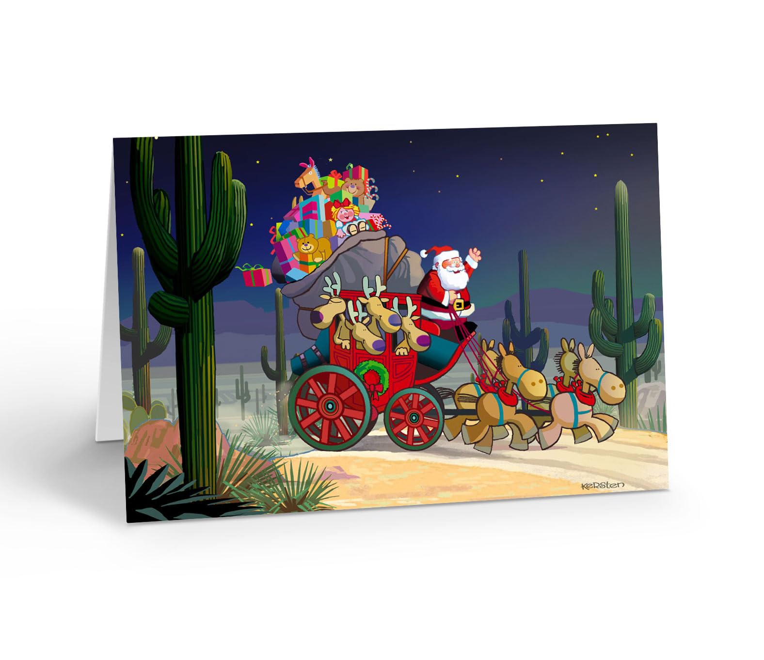 Stonehouse Collection | Custom Covered Wagon Christmas Cards | Personalized Western Cowboy Christmas | 24 Cards and Envelopes (Personalization)