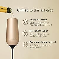 Vista 3 de Huski Copa de champán NUEVO Diseño galardonado con tallo desmontable Copa de champán de acero inoxidable premium con tapa Vaso aislante