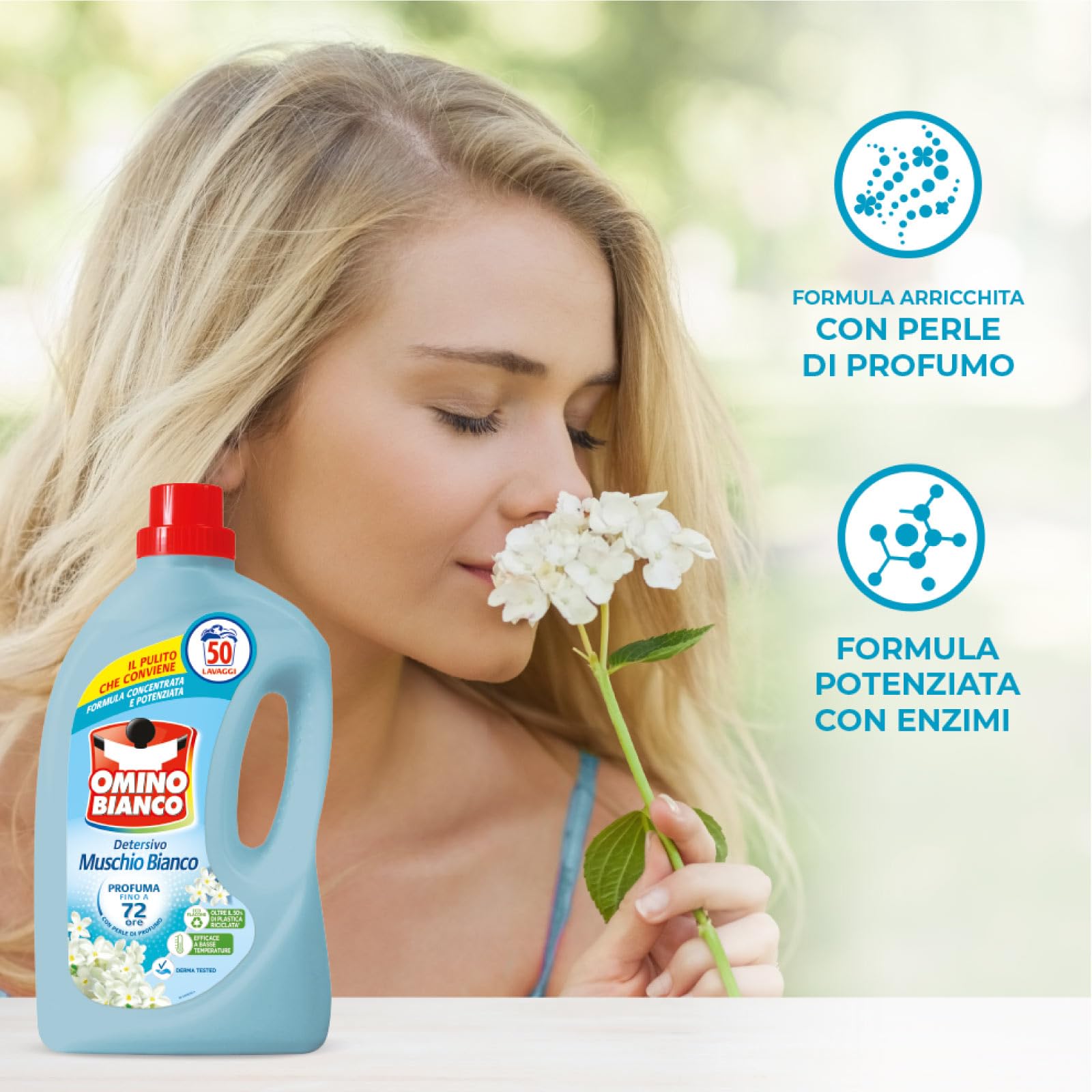 Omino Bianco - Detersivo Lavatrice Liquido, Fresco Profumo con Essenza di Muschio Bianco, 52 Lavaggi, 2000 ml x 5 Confezioni
