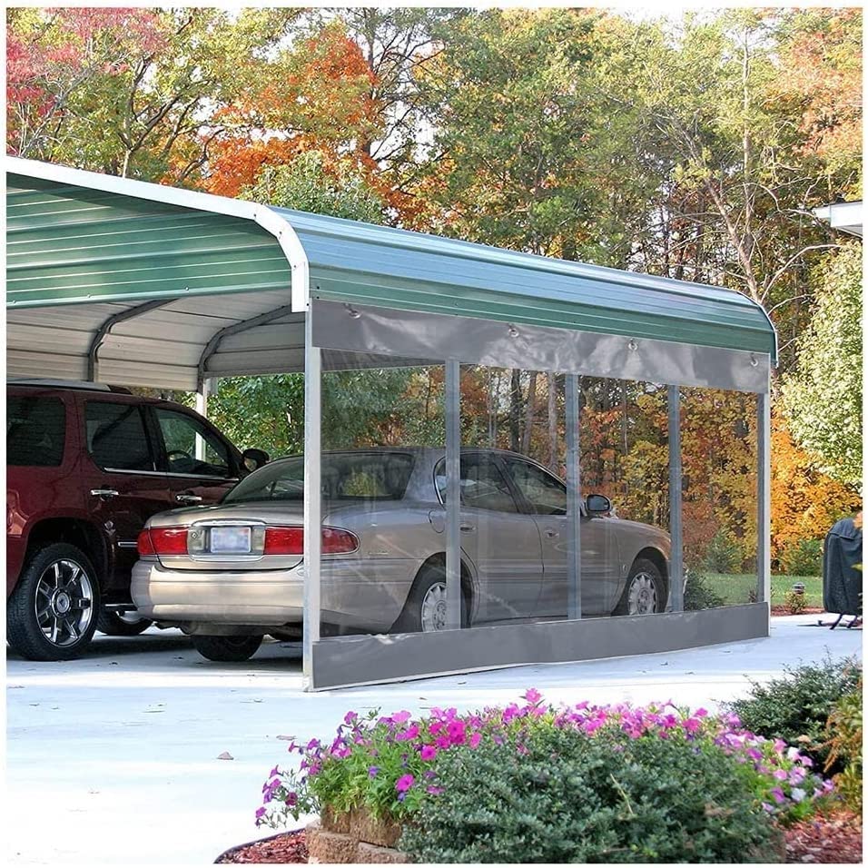 Tenda Laterale Impermeabile Per Pergola - Pannello Trasparente Con Occhielli, Protezione Da Vento E Pioggia, Grigio Chiaro, 2x2.20m - 6