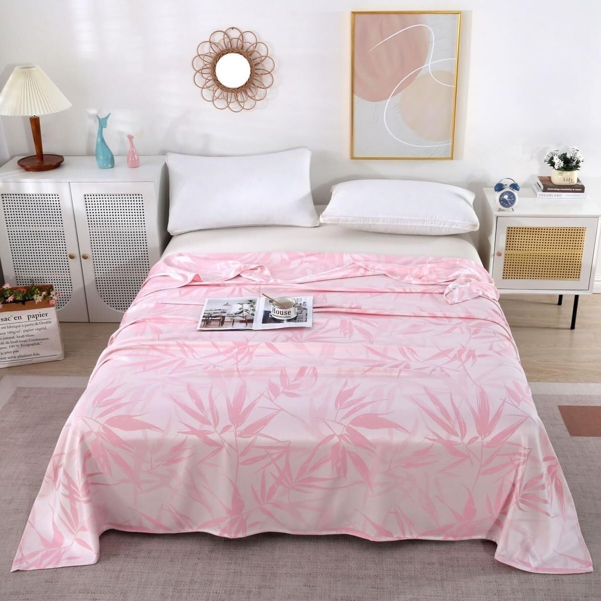 JvFbjLF Bamboo Fibre Throw – Decorative, For Sofas(Pink,180x200cm)