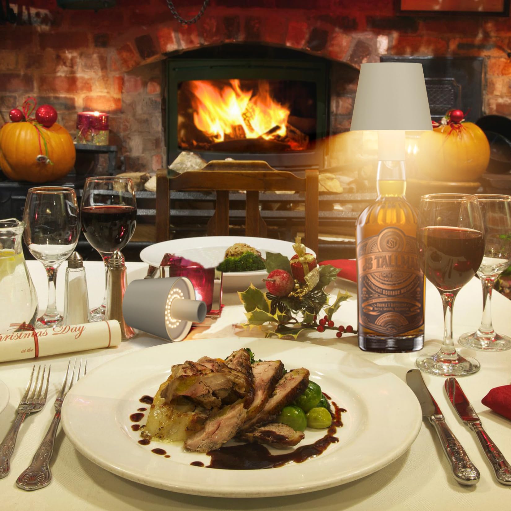 Aipsun Confezione da 2 lampade da tavolo a LED a batteria, dimmerabili, colore beige, 2700 K-6000 K, 3 W, IP54, lampada a bottiglia, in alluminio, per giardino, bar e ristorante