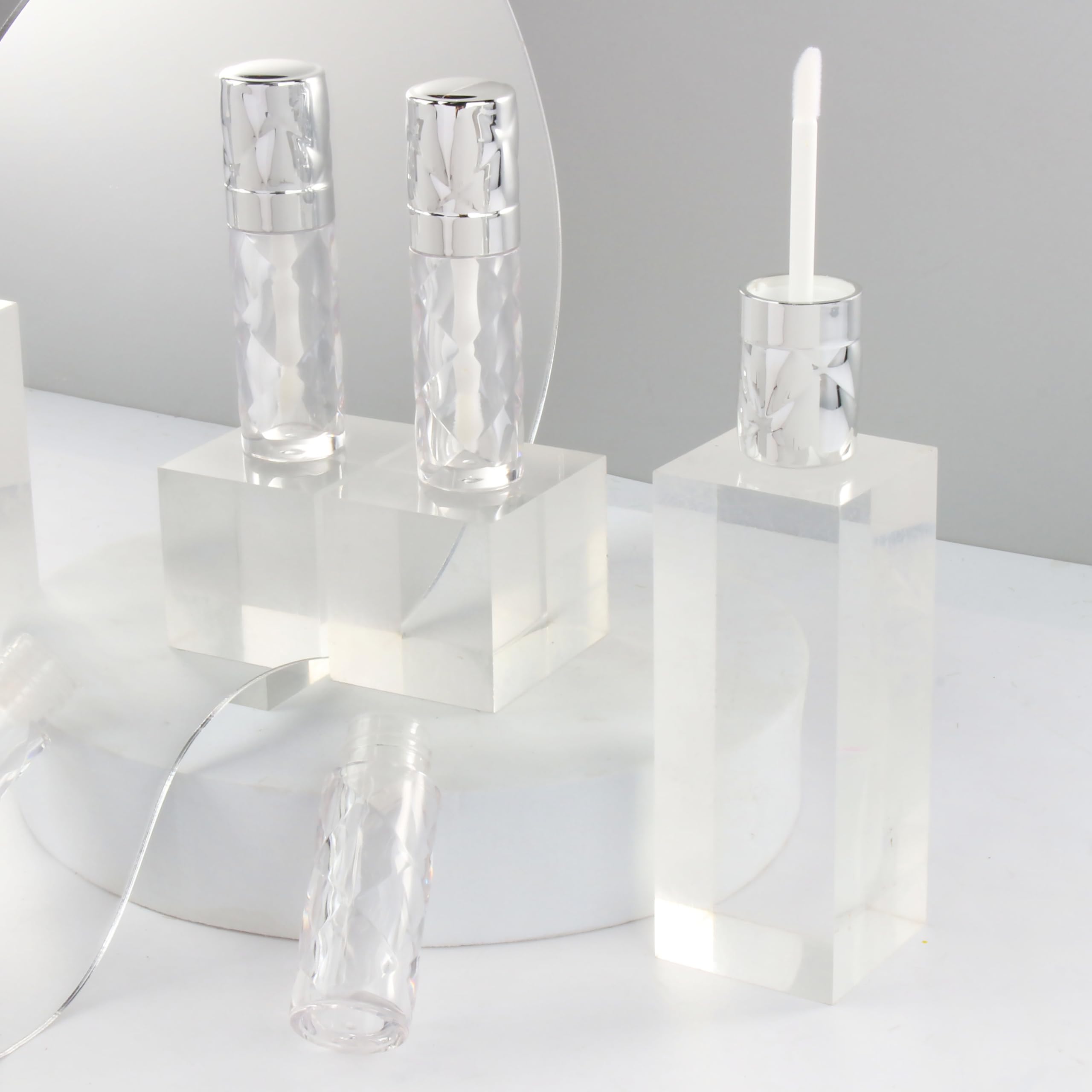 COSIDEA 16pcs Round 5ml 0.17oz silver Empty lip gloss tubes with wand prismatic Lipgloss tube containers for lip oil packing - Image 4